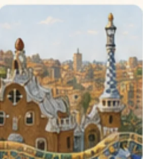Illustrated Barcelona city view