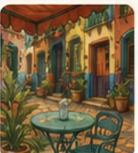 Illustrated Mexico City café patio